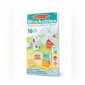 NWT-Melissa & Doug Blockables Farm Friends  Wooden Snap & Play Mix &Match 16 pc